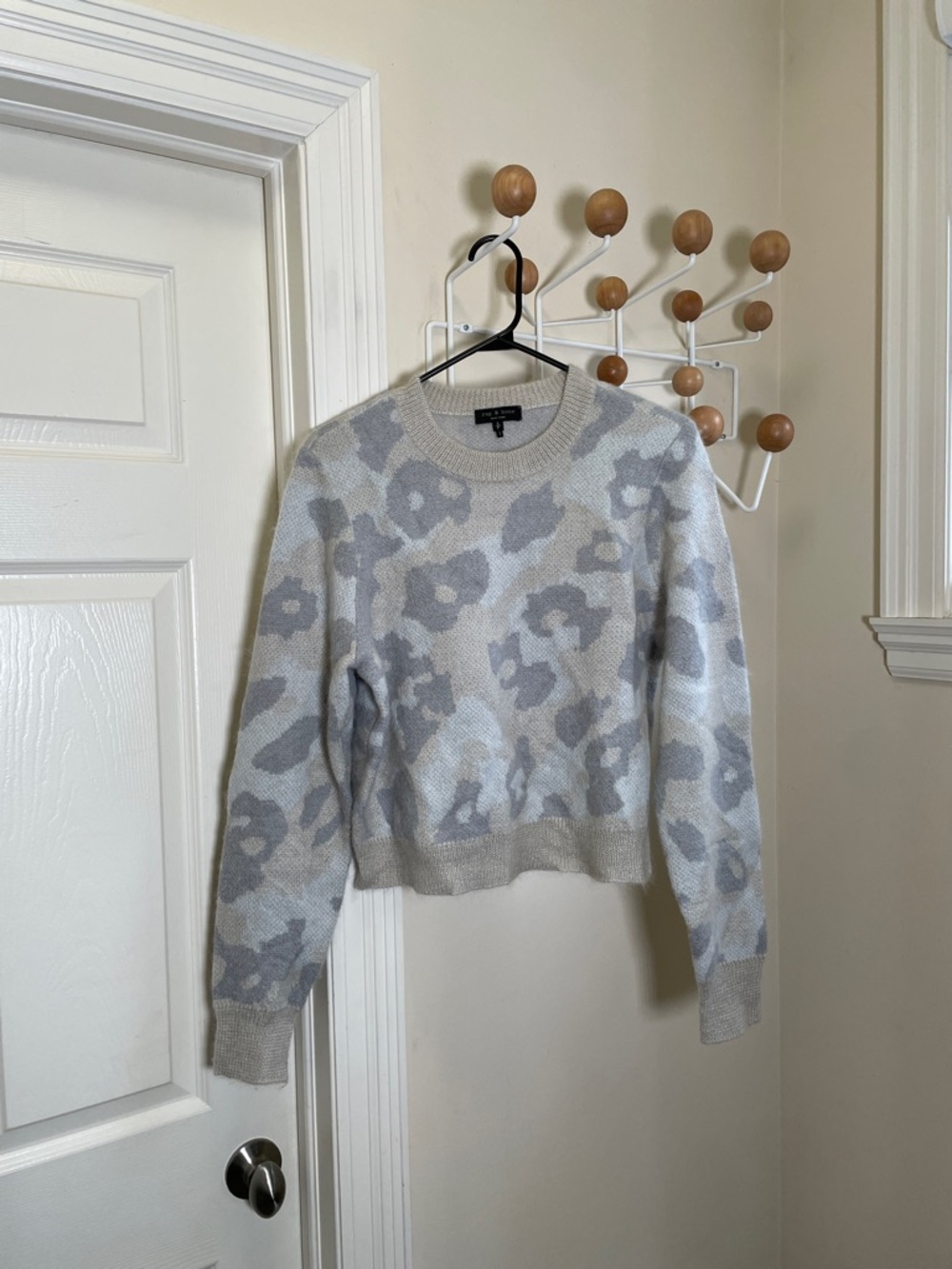 rag & bone - Mohair Alpaca Blend Animal Print Style Sweater - Grey / Cream - S
